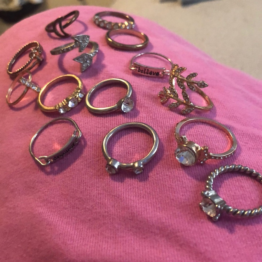 A bunch of gold/ silver rings